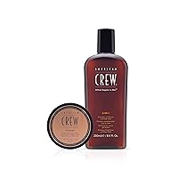American Crew Men's Gift Set Hair Pomade and 3-in-1 Shampoo, Conditioner, & Body Wash