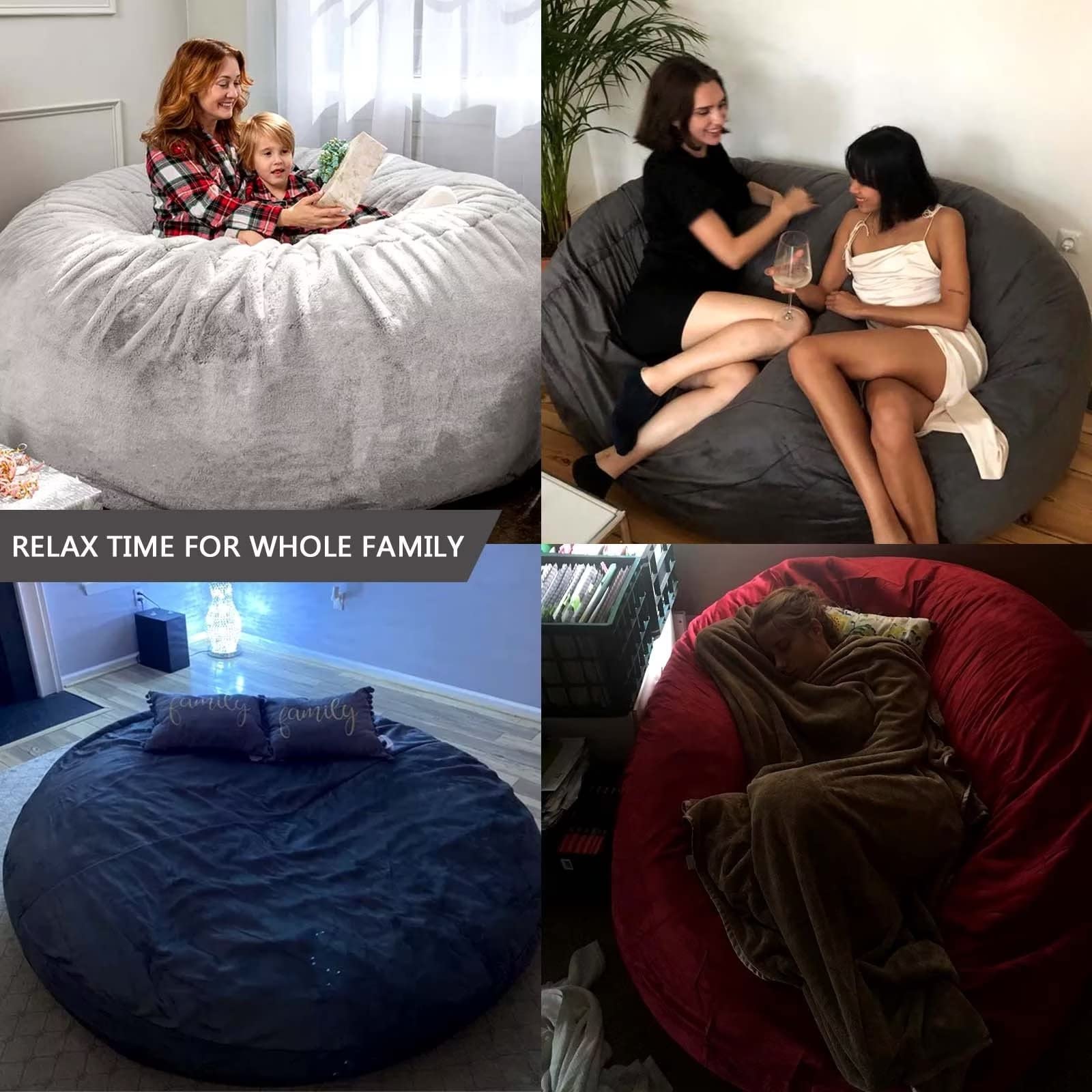 Mua Asxmhgo Bean Bag Chairs, 5Ft Giant Bean Bag Cover, Big Bean Bag Chairs  For Adults (No Filler, Cover Only) Comfy Large Bean Bag Bed Fluffy Lazy  Sofa (Light Grey) 5Ft (150Cmx70Cm)