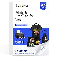 Printable Heat Transfer Vinyl for T Shirts 12 Sheets - 8.5