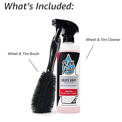 Rev Auto Wheel Cleaning Kit - 2 Item Wheel and Tire Cleaning Kit Includes 16oz Car Wheel Cleaner and Wheel Cleaner Brush Works for All Wheels and