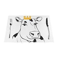Placemats Set of 6 Non-Slip Heat-Resistant Wipeable Woven Spring Placemats for Dining Table Mats Outdoor-Dairy Cow