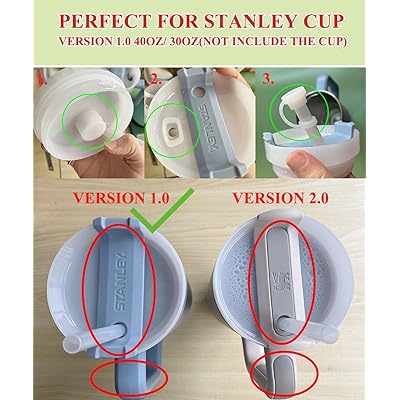 Silicone Spill Proof Stopper Set of 6, Compatible with Stanley Cup 1.0/2.0  40oz/ 30oz, Tumbler Accessories, Including 2 Straw Cover Cap, 2 Square