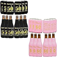 50th Birthday Can Cooler, 50th Birthday Decorations for Men (Black) Bundle with 50th Birthday Decorations for Women, 50th Birthday Party Supplies, 50th Birthday Favors