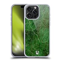 Head Case Designs Green Marble Prints Soft Gel Case Compatible with Apple iPhone 15 Pro Max and Compatible with MagSafe Accessories