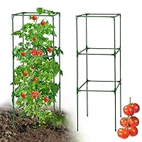 Tomato Cages for Garden - 45 * 14.5 * 14.5in Square Tomato Plant Support Pole, Heavy Duty Steel Plant Tower Stakes Cucumber Trellis for Climbing Vegetables Flowers Fruits - 2 Packs