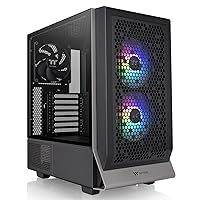 Thermaltake Ceres 300 Black Mid Tower E-ATX Computer Case with Tempered Glass Side Panel; 2xCT140 ARGB Fan Preinstalled; Rotational PCIe Slots; CA-1Y2-00M1WN-00; 3 Years Warranty