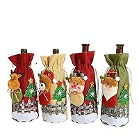 Christmas Wine Bag Old Man Red Wine Bag Christmas Decal Decoration Bottle Cover (Size : 4pcs)