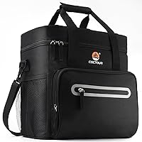 Extra Large Insulated Lunch Bag, 24L/35 Can with Adjustable Shoulder Straps,Collapsible Lunch Box for Men,Leakproof Portable Soft Soft Lunch Box for Work,Picnic (Black)