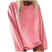 SNKSDGM Women's Long Sleeve Crew Neck Solid Striped Pullover Sweatshirt Tops Lapel Soft 2023 Fall Trendy Clothes