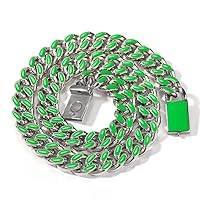 12mm Miami Colorful Cuban Hip Hop Chain Fashion Charm Cool Stainless Steel Link Necklace for Men Women