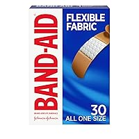 Band-Aid Brand Sterile Flexible Fabric Adhesive Bandages, Comfortable Flexible Protection & Wound Care for Minor Cuts & Scrapes, Pad Designed to Cushion Painful Wounds, All One Size, 30 ct