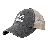 Watch Your Own Bobber Mesh Hat for Men Women Washed Cotton Soft Mesh Trucker Hats Black Novetly Baseball Cap