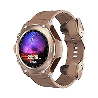 T92 Smart Watch with Earbuds MP3 Bluetooth Headset 3 in 1 1.28 Inch Smartwatch Built-in Wireless Earbuds Speaker Round Fitness Tracker Music Health Monitor (Coffee)