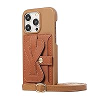 ZIFENGXUAN-Crossbody Wallet Case for iPhone 15/15 Plus/15 Pro/15 Pro Max, with Card Holder, Leather Lanyard Strap, Purse Case Wrist Strap Anti -Fall Case, (Black)