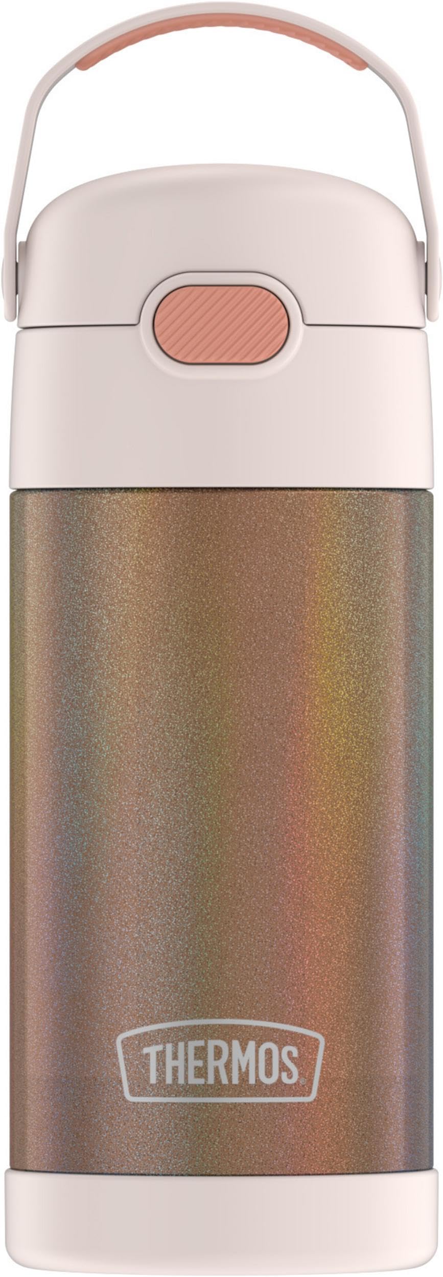 THERMOS FUNTAINER 12 Ounce Stainless Steel Vacuum Insulated Kids Straw Bottle, Rose Gold