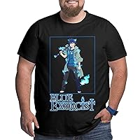 Anime Big Size Boy's T Shirt Blue Exorcist Rin Okumura Crew Neck Short-Sleeve Tee Tops Custom Tees Shirts