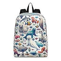 Ocean Theme Backpack for 1-12 Grade Boy Girl,Sea Animal School Backpack Toddler Bookbag Teen Backpack,12