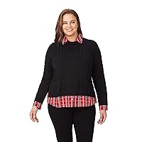 Foxcroft Women's 2fer Long Sleeve Tartan Sweater