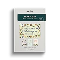 DaySpring - We Give Thanks - 4 Nature Design Assortment with Scripture - King James Version - 12 Thank You Boxed Cards & Envelopes (U0061)