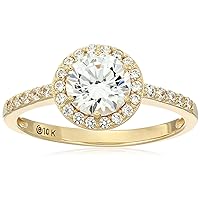 10k Gold Made with Infinite Elements Cubic Zirconia Round Halo Ring