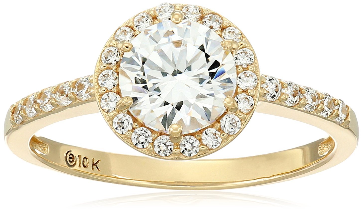 Amazon Collection 10k Gold Made with Infinite Elements Cubic Zirconia Round Halo Ring