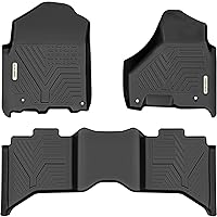 YITAMOTOR Floor Mats Compatible with 2013-2018 Dodge Ram 1500/2500/3500 Crew Cab, 2019-2024 Ram 1500 Classic Crew Cab 1st & 2nd Row Black All Weather Protection