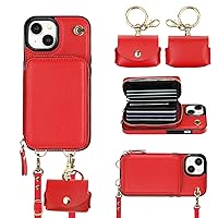 Bocasal A Multi Slots Crossbody Wallet Case for iPhone 15 + A Slim Leather Case for AirPods Pro