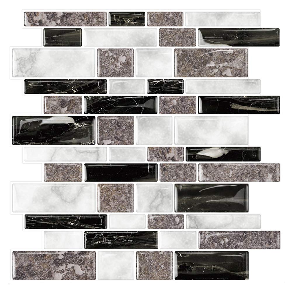 STICKGOO 10-Sheet Marble Look Peel and Stick Backsplash, Kitchen Backsplash Peel and Stick Tile, Decorative Self Adhesive Backsplash Tiles in Grani...