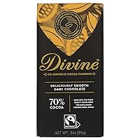DIVINE CHOCOLATE Chocolate, 70% Deliciously Rich Dark Chocolate, 3 Oz