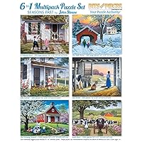 Bits and Pieces – 6-in-1 Multi-Pack - 300, 500, and 1000 Piece Jigsaw Puzzles for Adults – Seasons Puzzle Set Bundle by Artist John Sloane