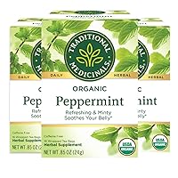 Traditional Medicinals Organic Peppermint Herbal Tea, Alleviates Digestive Discomfort, (Pack of 3) - 48 Tea Bags Total