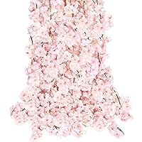 6pcs Artificial Cherry Blossom Flower Vines Faux Flowers for Outdoors Hanging Silk Flowers Garland for Wedding Party Home Japanese Kawaii Decor