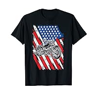 Motocross US Flag America USA Moto Ball Lover 4th of July T-Shirt