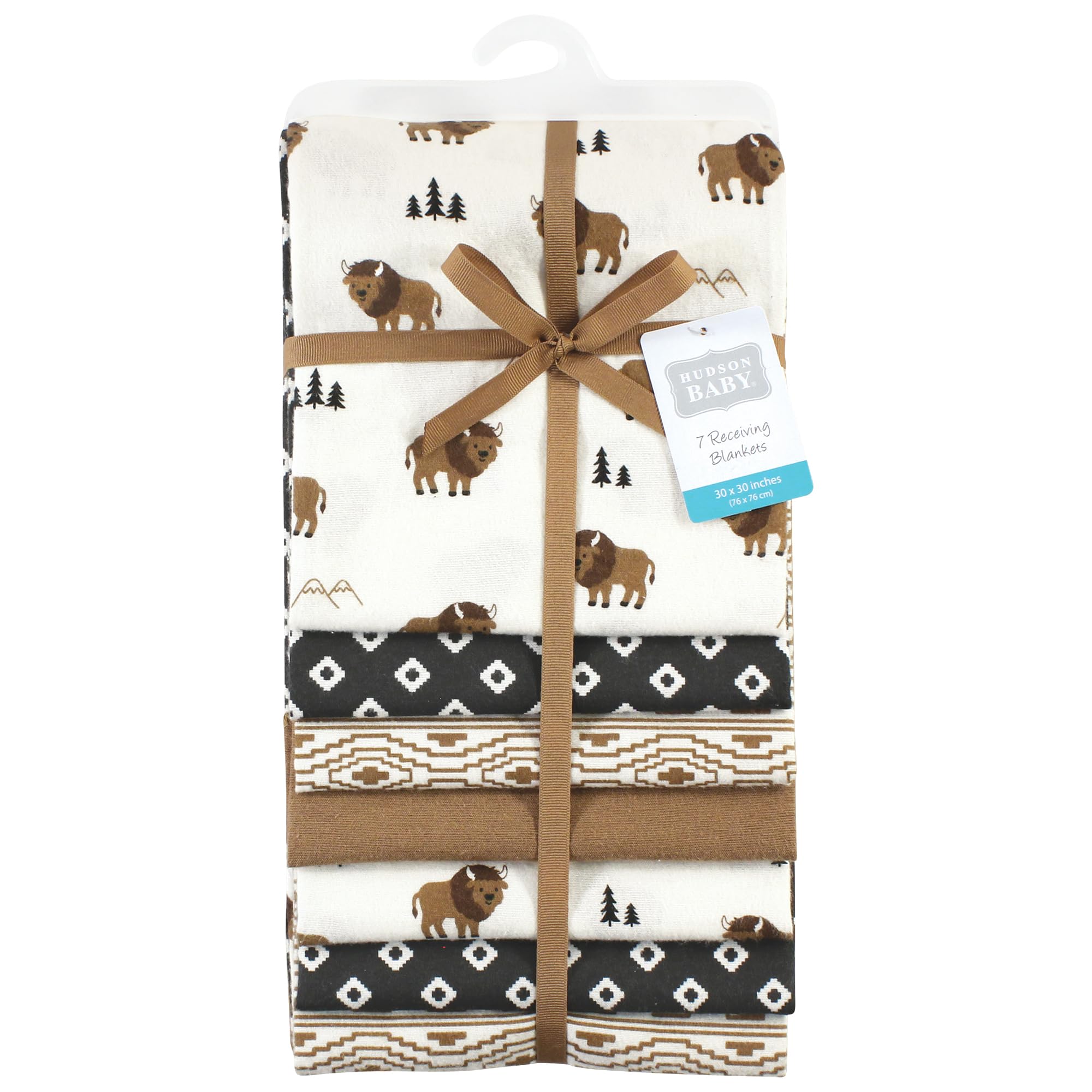 Hudson Baby Unisex Baby Cotton Flannel Receiving Blankets Bundle, Wild Buffalo, One Size