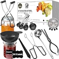 Canning Kit, Canning Supplies Starter Kit, Food Grade Stainless Steel Canning Set for Beginner,Canning Essential Tools for Water Bath & Pressure Canner, Canning Accessories Equipment for Pot, Black