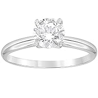 La4ve Diamonds 1/2-3.00 Carat Prong Set Lab Grown Diamond Round-cut Solitaire Engagement Ring (J, VS-SI1) in 14K White Gold | Fine Jewelry for Women Girls | Gift Box Included