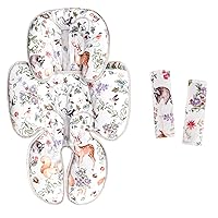 Infant Car Seat Insert & Carseat Strap Pads Babies Girls, Infant Car Seat Strap Covers, 2 in 1 Baby Carseat Head Support, Double-Sided Use, Super Soft, Animals