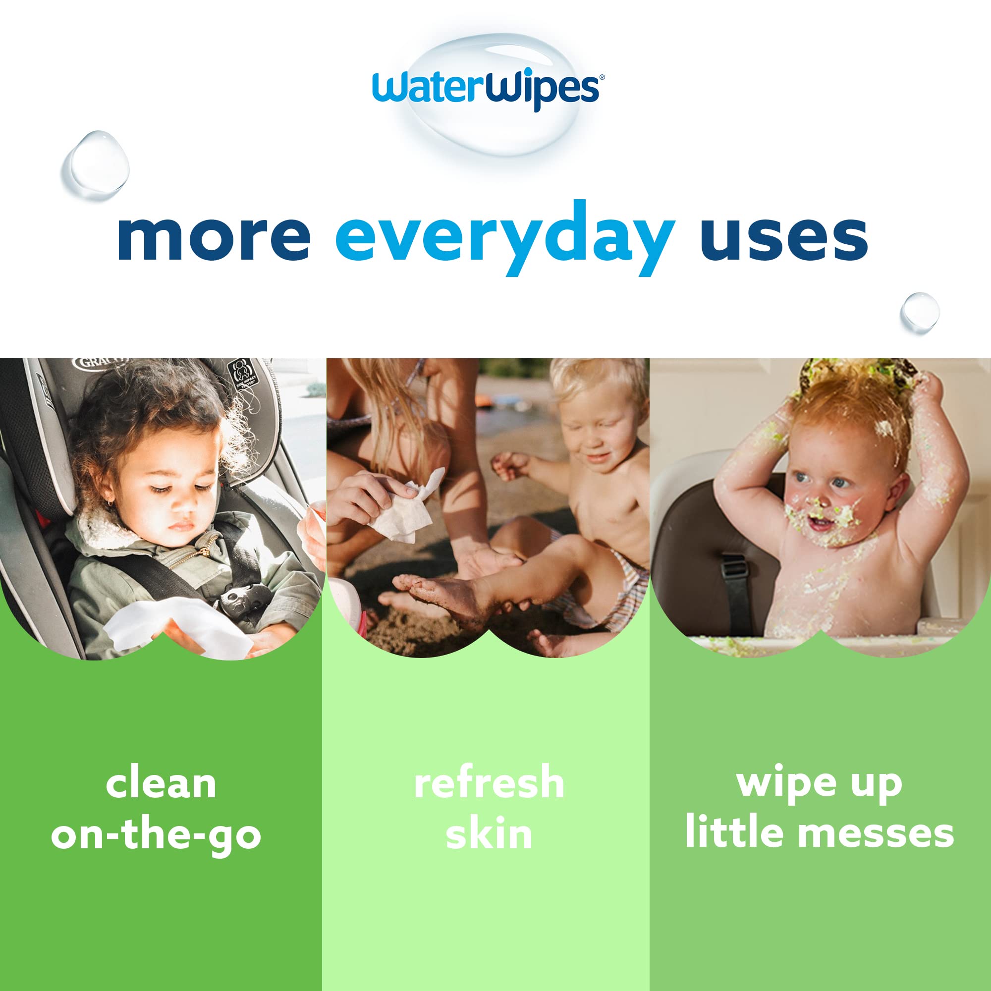 WaterWipes Plastic-Free Textured Clean, Toddler & Baby Wipes, 99.9% Water Based Wipes, Unscented & Hypoallergenic For Sensitive Skin, 540 Count (9 Packs), Packaging May Vary