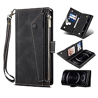 Cell Phone Flip Case Cover Wallet Case Compatible with iPhone 11 6.1inch, Zipper Case with RFID Blocking Card Holder Slot, Magnetic Flip Zipper Purse with Wristlet Strap, Vintage PU Leather Cover ( Co