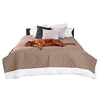 Furhaven Waterproof & Non-Slip Full Size Mattress Cover Protector for Dogs & Cats, Washable, For Beds, Couches, & Car Seats - Quilted Twill Blanket Mattress Cover - Brownstone, Medium/Full Size