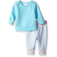 Hanes baby-girls Ultimate Flexy Adjustable Fit Jogger With Sweatshirt Layette Set, Blue Fun, 12-18 Months US
