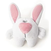goDog Big Nose Bunny Squeaky Plush Dog Toy, Chew Guard Technology - White, Small