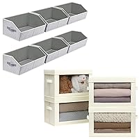 c- Multi-Piece Fabric Storage Boxes with Lids - Stackable Storage Bins with Window, Storage Bins with Drawers, Closet Organizers and Storage for Home, Office