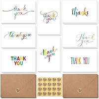Ohuhu 144 Bulk Thank You Cards with Envelopes, Thank You Notes Box Set with Elegant 8 Rainbow Colorful Designs Greeting Card for Wedding, Business, Birthday, Baby Shower, Blank Inside, 4 x 6 Inch