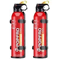 Portable Fire Extinguisher | 4-in-1 Small Fire Extinguisher for Home, Garage, Kitchen, Car | For Electric, Textile and Grease Fires | Non-Toxic, Easy Clean | Wall Mount Incl (2PK)