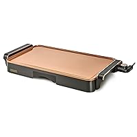 CRUX Electric Griddle with Nonstick Ceramic Coating, Cool-Touch Handles, and Slide-Out Drip Tray - Indoor Grill for Breakfast, Eggs, Pancakes, and Burgers