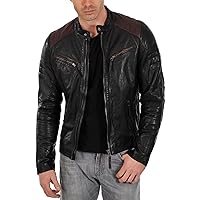 Men's Leather Jacket Stylish Genuine Lambskin Motorcycle Bomber Biker MJ06