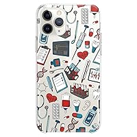 TPU Case Compatible with iPhone 15 14 13 12 11 Pro Max Plus Mini Xs Xr X 8+ 7 6 5 SE Slim fit Clear Science Design Girl Print Cute Pattern Flexible Silicone Cutie Medical Doctor Heart Medicine