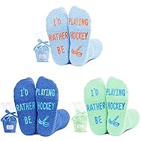 Zmart Funny Hockey Gifts For Kids Boys Girls Hockey Players Lovers Gifts, Fun Novelty Kids Boys Girls Socks Fuzzy Field Ice Hockey Socks
