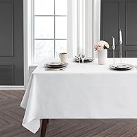 JUCFHY Luxury Stripe Fabric Table Cloths, Heavy Weight Classic 100% Polyester Tablecloths, No Iron, Water Resistance Soil Resistant Holiday Table Cover for Dining Room,60 Inch x 120 Inch Oblong,Ivory